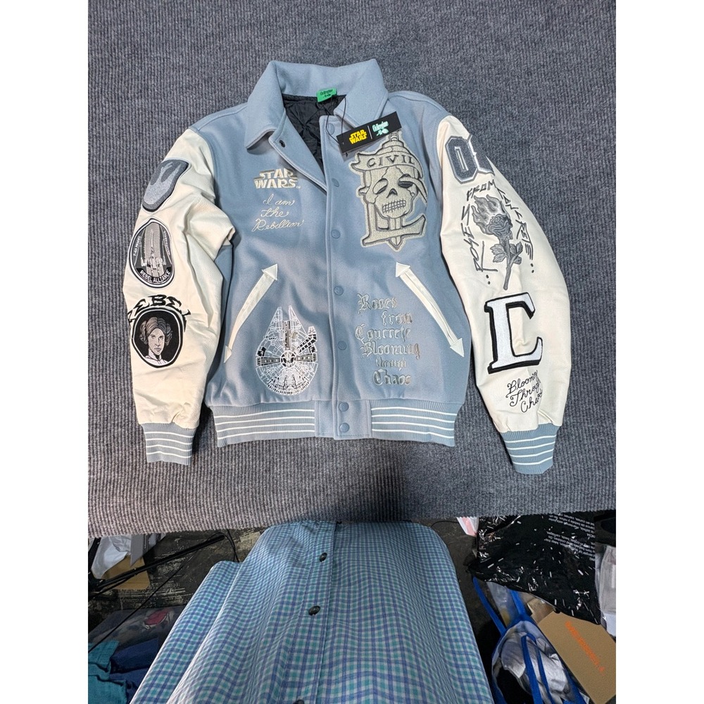 Civil Regime Star Wars Rebel Alliance Varsity Jacket Blue Cream Large NWT
